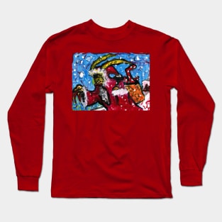 Krampus on the rooftops Long Sleeve T-Shirt